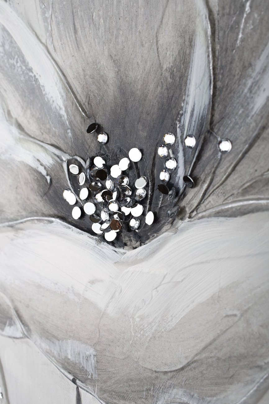 Картина цветы со стразами бело-серая 60х60 см Tomas Stern TOMAS STERN  00-3872604 Белый;серый;разноцветный  - Вид №1