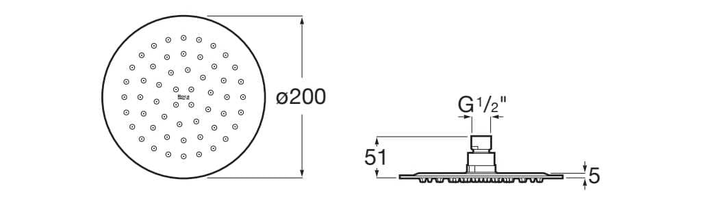 Потолочная ультра-плоская круглая душевая головка Roca Raindream ARCH-00133281 - Вид №3