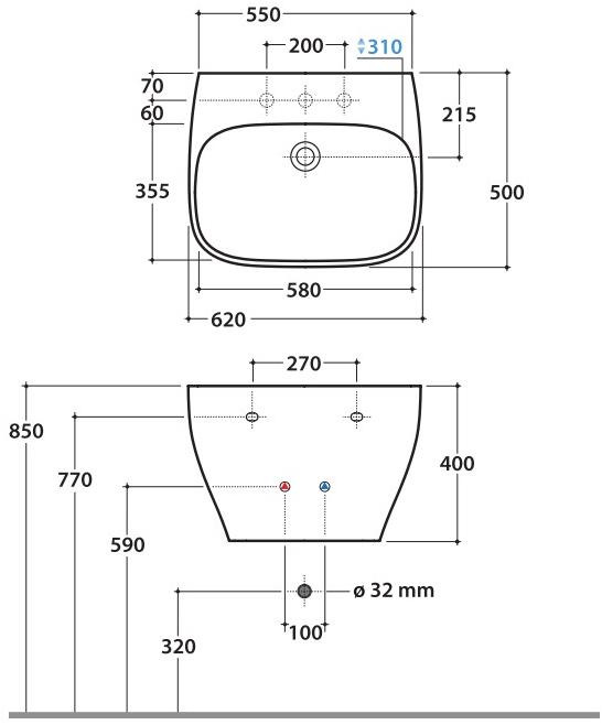 Ge046/47/60/61/70 bi Подвесная раковина настенная овальная Ceramica Globo Genesis белая - Вид №12