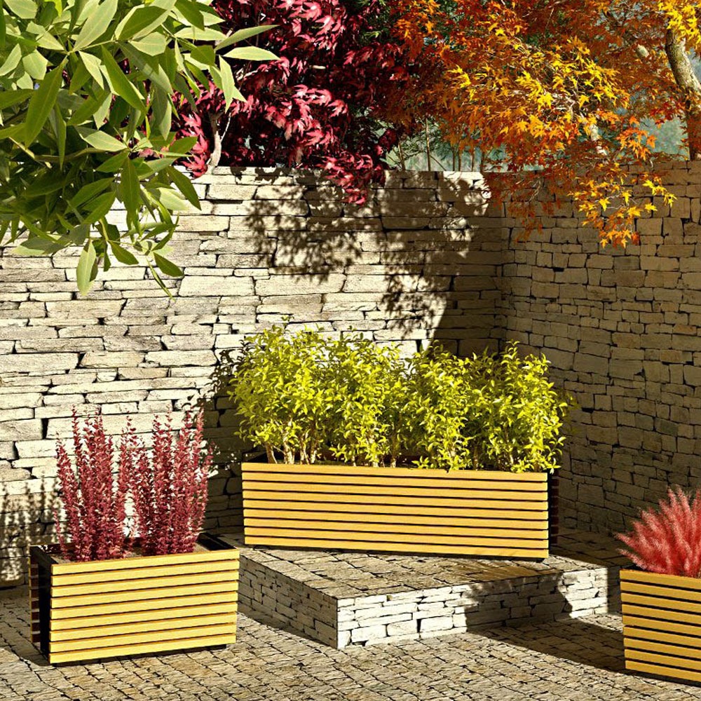 13393 ФЛЕШ лайн, цветочница, кашпо с отделкой деревом LAB.Space  - Вид №1