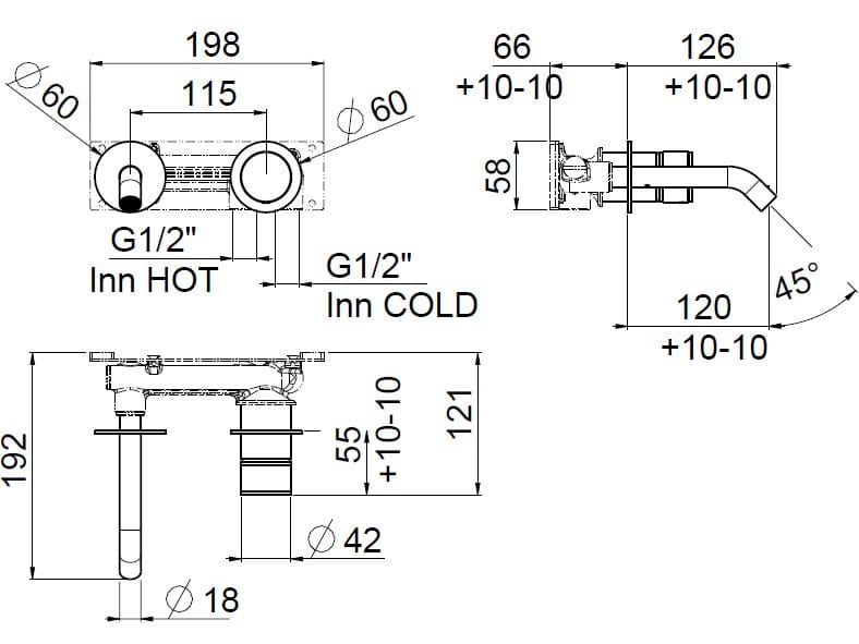 Настенный смеситель для раковины CARIMALI Race ARCH-00083624 - Вид №2