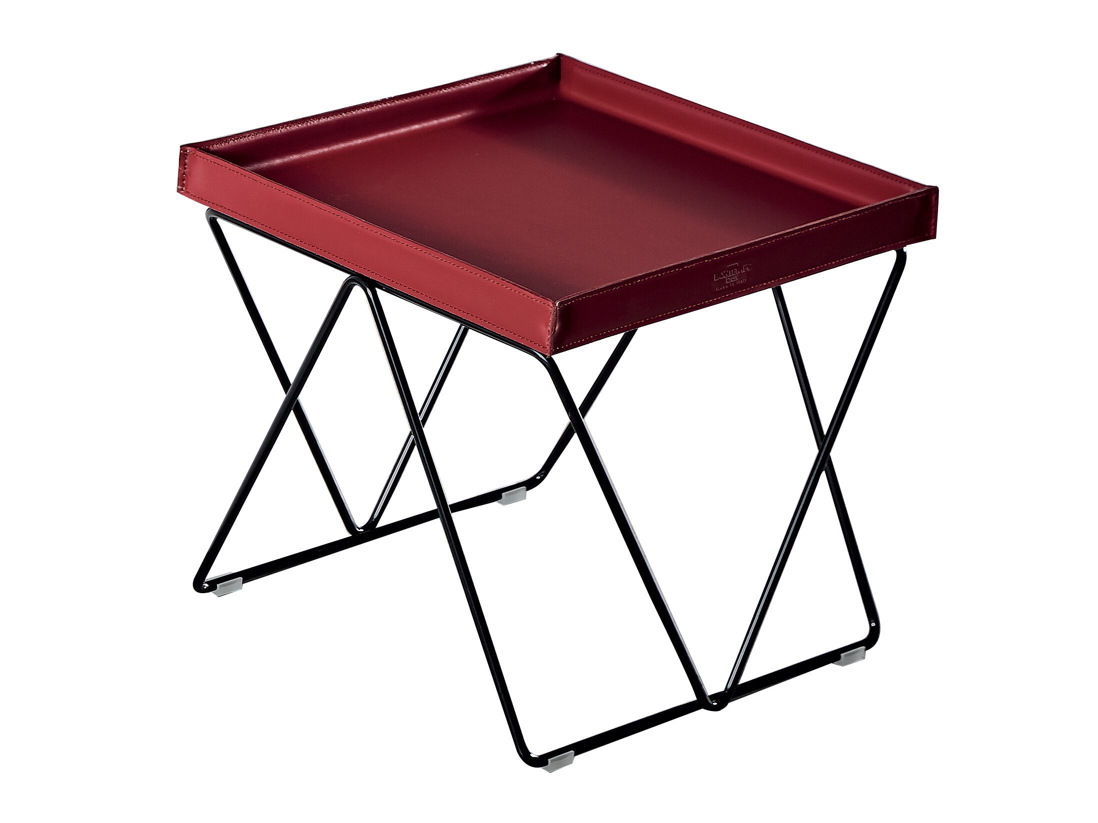 Квадратный стальной журнальный столик с кожаной столешницей Bontempi Casa FLEXUS ARCH-00001786