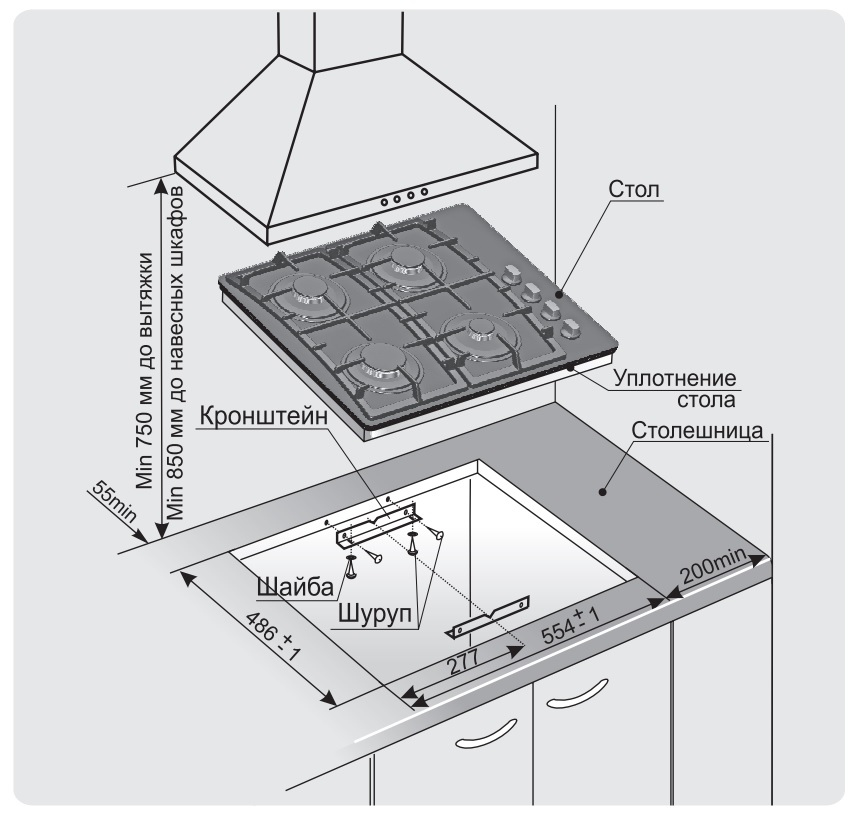 7906018 Газовая варочная поверхность Gefest СВН 2230 К4 STDN-0036169 - Вид №6