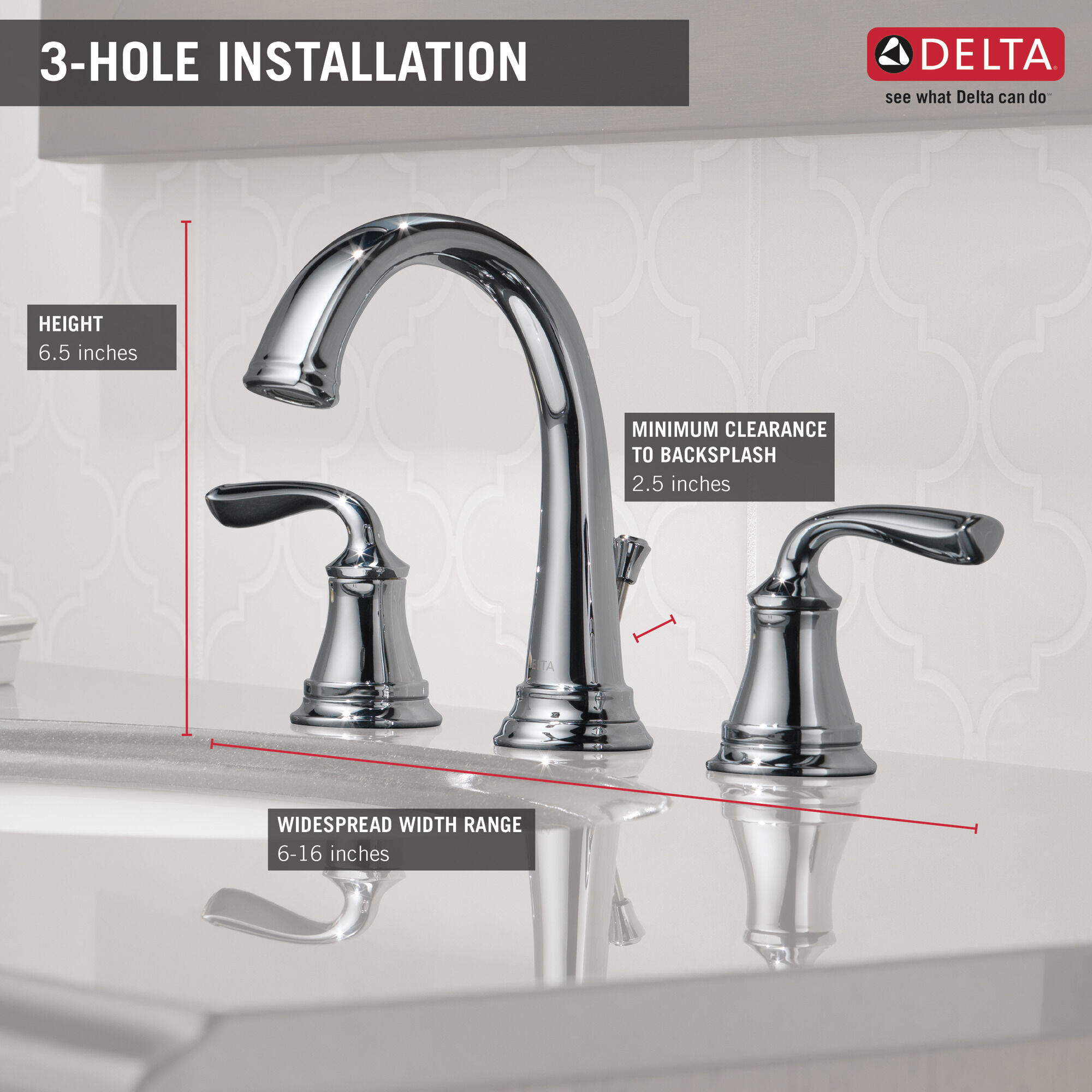 35716LF-ECO Смеситель для ванной комнаты с двумя ручками Delta Faucet Lorain Хром  - Вид №1