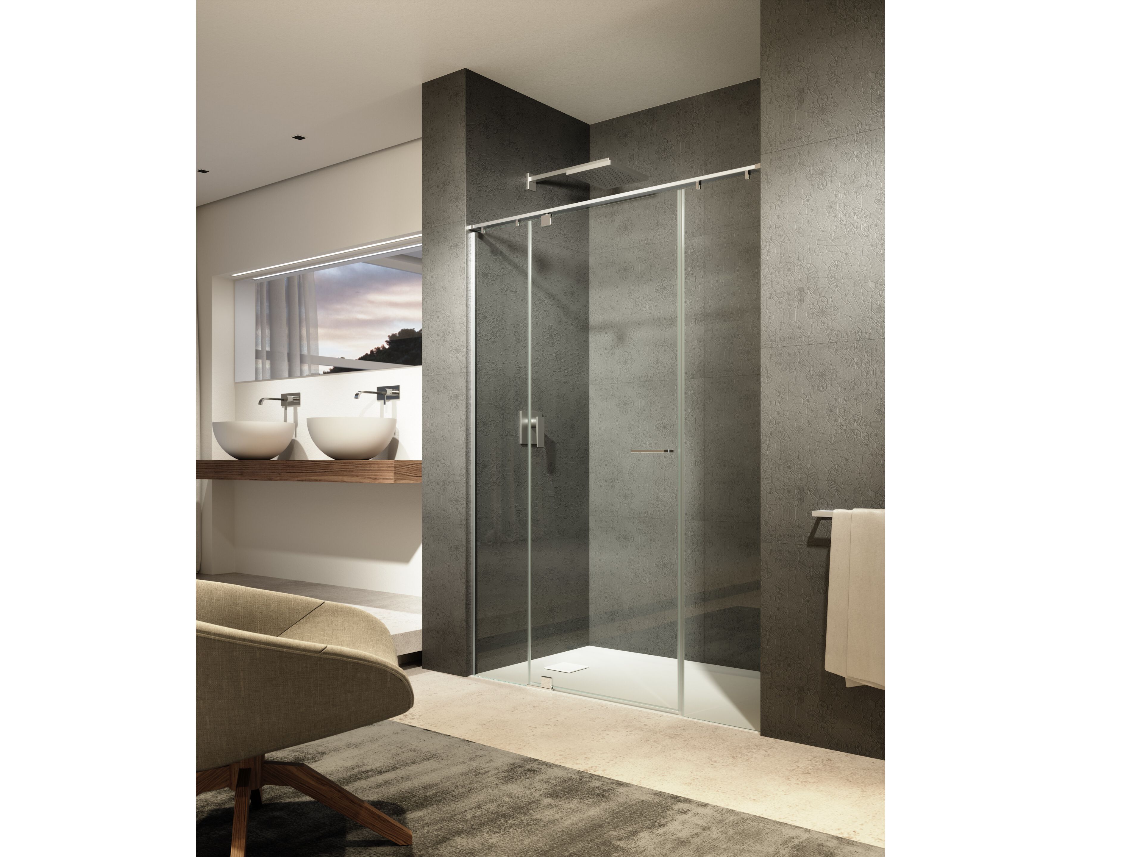 Стеклянная ниша душевая кабина с распашной дверью Provex Industrie Iunix ARCH-00027771 - Вид №1