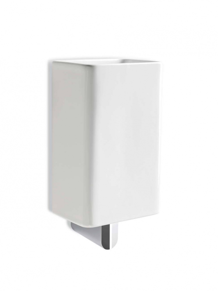 LV10(08) Stil Haus Living, настенный керамический стакан, цвет хром - белая керамика