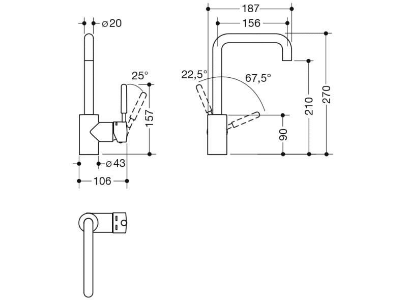 AQ1D12M10640 Однорычажный смеситель для раковины Active+ HEWI Kids - Вид №2