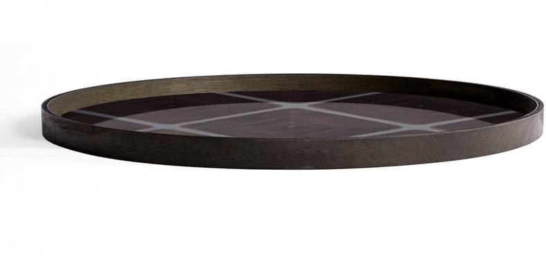 Ethnicraft Круглый поднос из дерева и стекла Linear flow 20914 - Вид №1