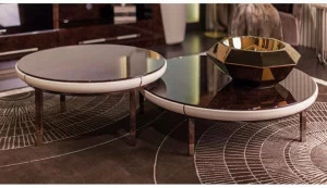 Turri Низкий круглый мраморный журнальный столик на контракт Noir