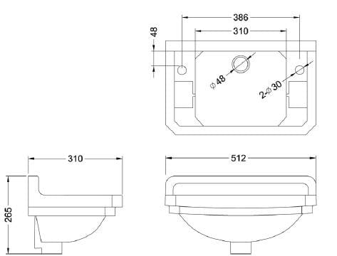 Прямоугольная ручная мойка с переливом в витрине Burlington Bespoke ARCH-00026646 - Вид №1
