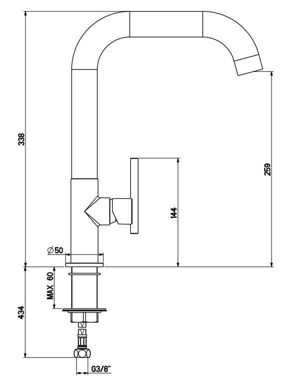 Однорычажный кухонный смеситель с поворотным изливом GATTONI линия 34 ARCH-00092732 - Вид №2
