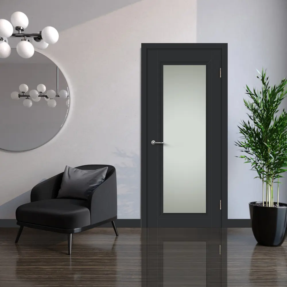 Комплект двери Нобиле со стеклом 60x200 см Hardflex цвет антрацит без доборов МАРИО РИОЛИ STLM-2140690 - Вид №1