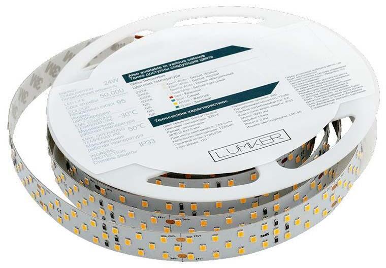 003148 Светодиодная лента 24W/m 252LED/m 2835SMD теплый белый 5M Lumker LK2H252