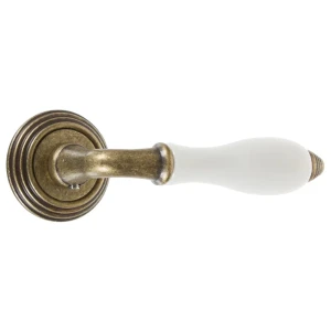 Ручки дверные на розетке EDS-V214 ЦАМ никелированное покрытие цвет античная бронза