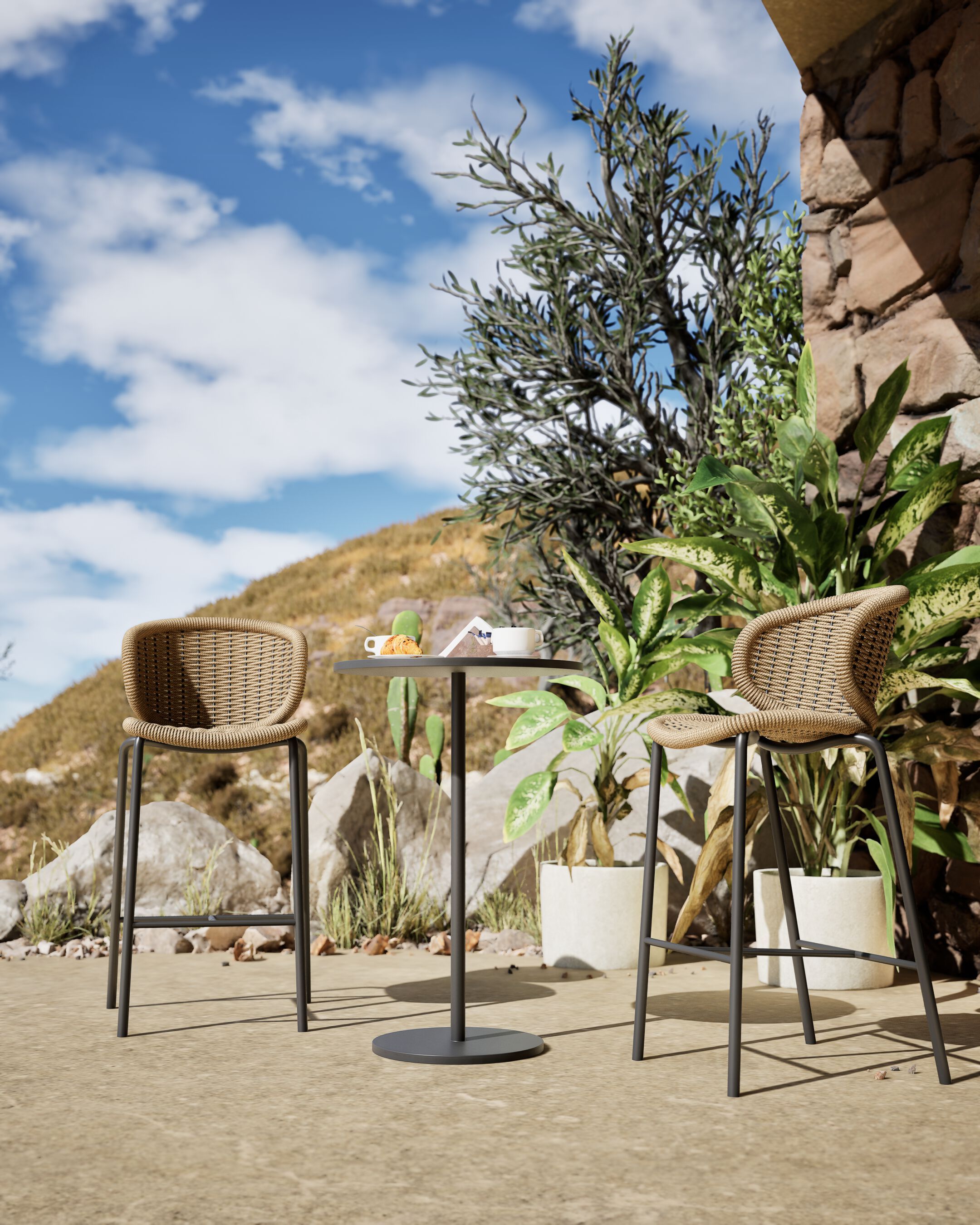 Высокий садовый стул из морской веревки DRIGANI Бильбао ARCH-00146721 - Вид №1