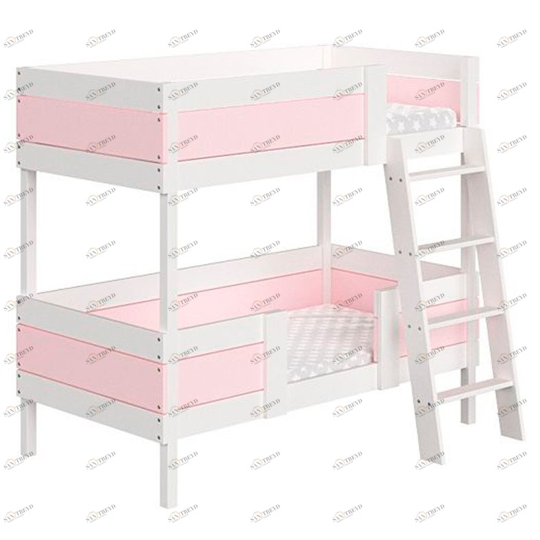 Кровать двухъярусная Home basic M 80х160 см белая, розовая ELLIPSE ELLIPSE HOME 351753 Белый;розовый Santreyd 
