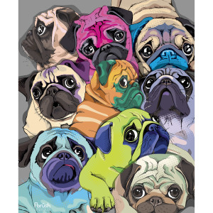 Картина на холсте "Мопсы" 40×50 см FBRUSH для детской комнаты 82887130