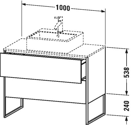 XS492106060 Тумбочка для консоли напольная XSquare #XS4921 1000 x 548 мм Серо-коричневый шелковисто-матовый лак Duravit - Вид №1