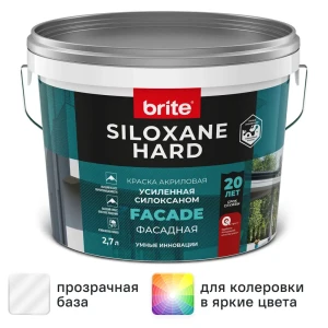 Краска фасадная Brite Siloxane Hard матовая цвет прозрачный база С 2.7 л