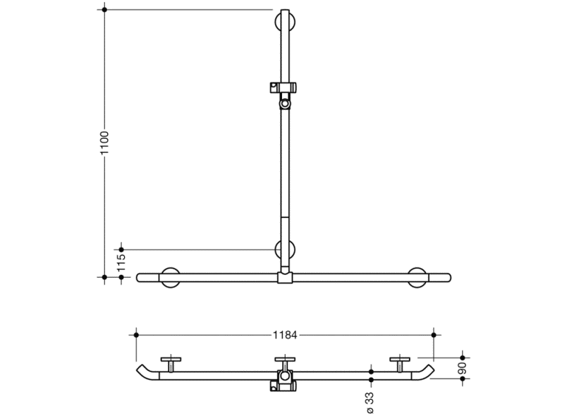 950.35.43054 Поручень для душа с выдвижным держателем для душа теплое прикосновение HEWI Greifen  - Вид №1