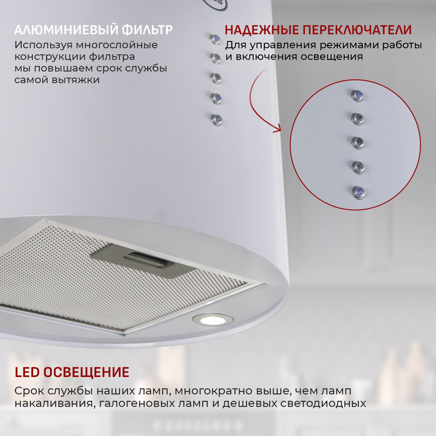 8160924 Вытяжка островная MBS AMARANTH 135 ISLAND белый STDN-0150569 - Вид №4