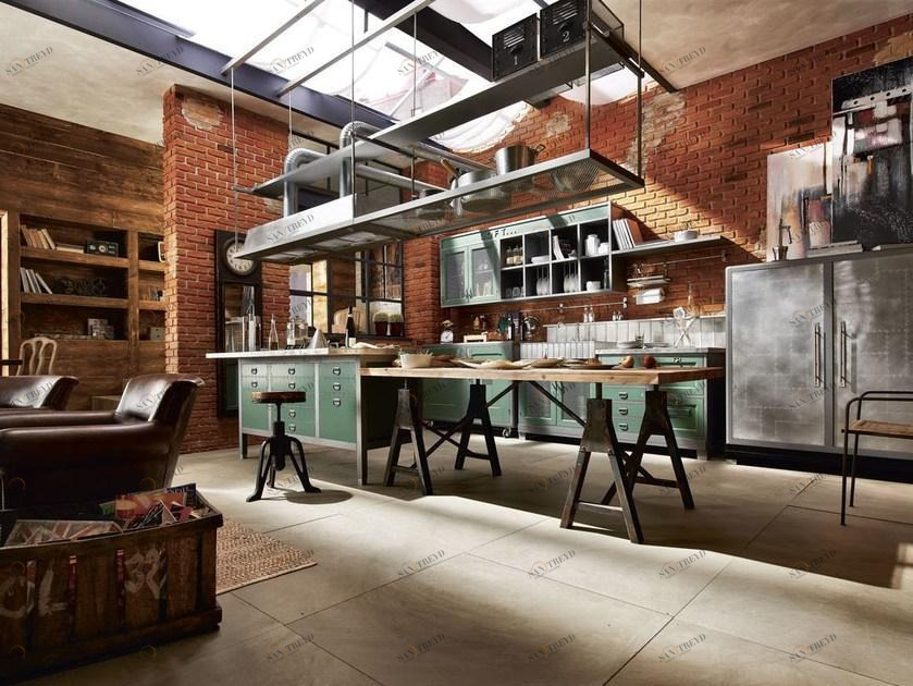 Marchi Cucine Встроенная кухня из нержавеющей стали с островом Loft sun-id-1442718