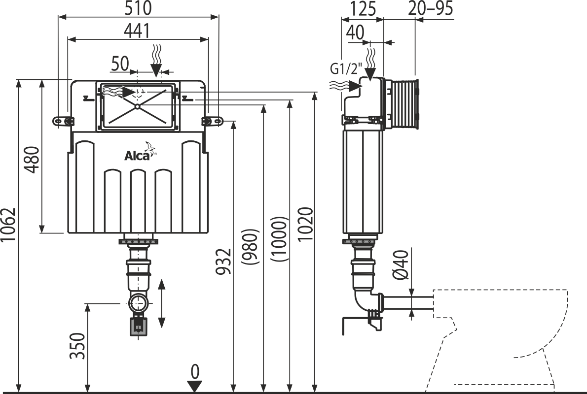 Бачок для замуровывания в стену ALCAPLAST AM112BASICMODUL - Вид №1