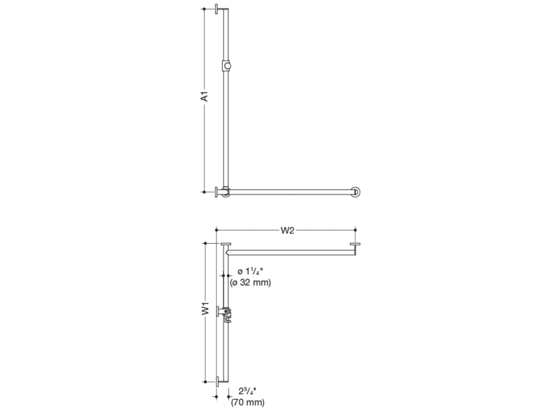 900.35.3S4XA Поручень для душа с выдвижным держателем для душа (ada) HEWI USA Produkte  - Вид №1