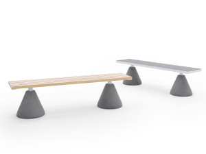 Алюминиевая скамья без спинки с коническим основанием