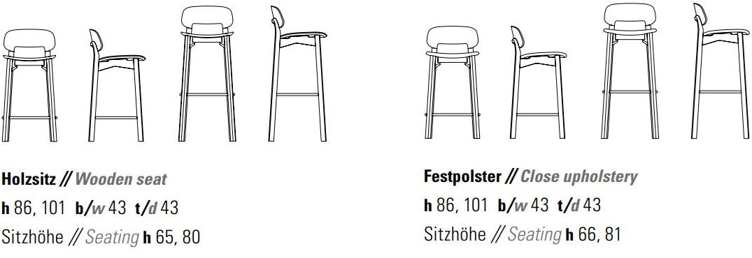 ZEITRAUM Барный стул из массива дерева с подставкой для ног Nonoto sun-id-1408063 - Вид №11