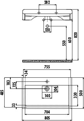 EP080-00BM00E-0000 Раковина EP080.2 мебельная (80см) БАЗАЛЬТ Creavit  - Вид №1