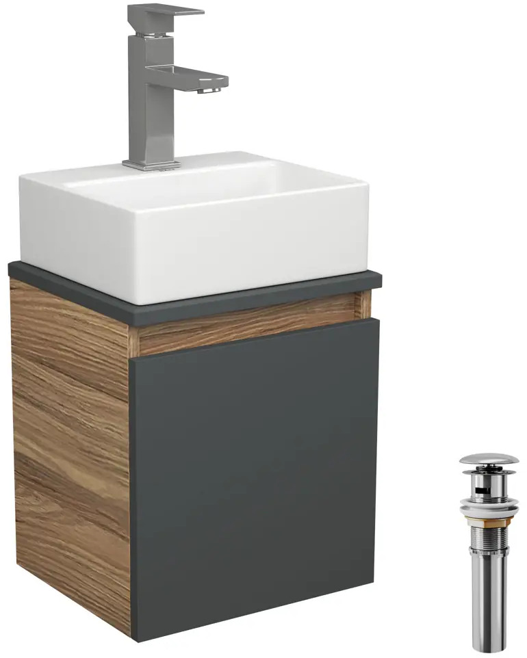 91777092 Тумба Bauedge Bau Dream Blackwood 35 с ящиком графит раковина BAU Cerama Mini 33х28 белая смеситель Hotel Still нерж. сталь выпуск клик клак хром STLM-0967790