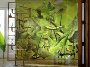 Élitis Панорамные моющиеся виниловые обои тропические Anguille big croco legend