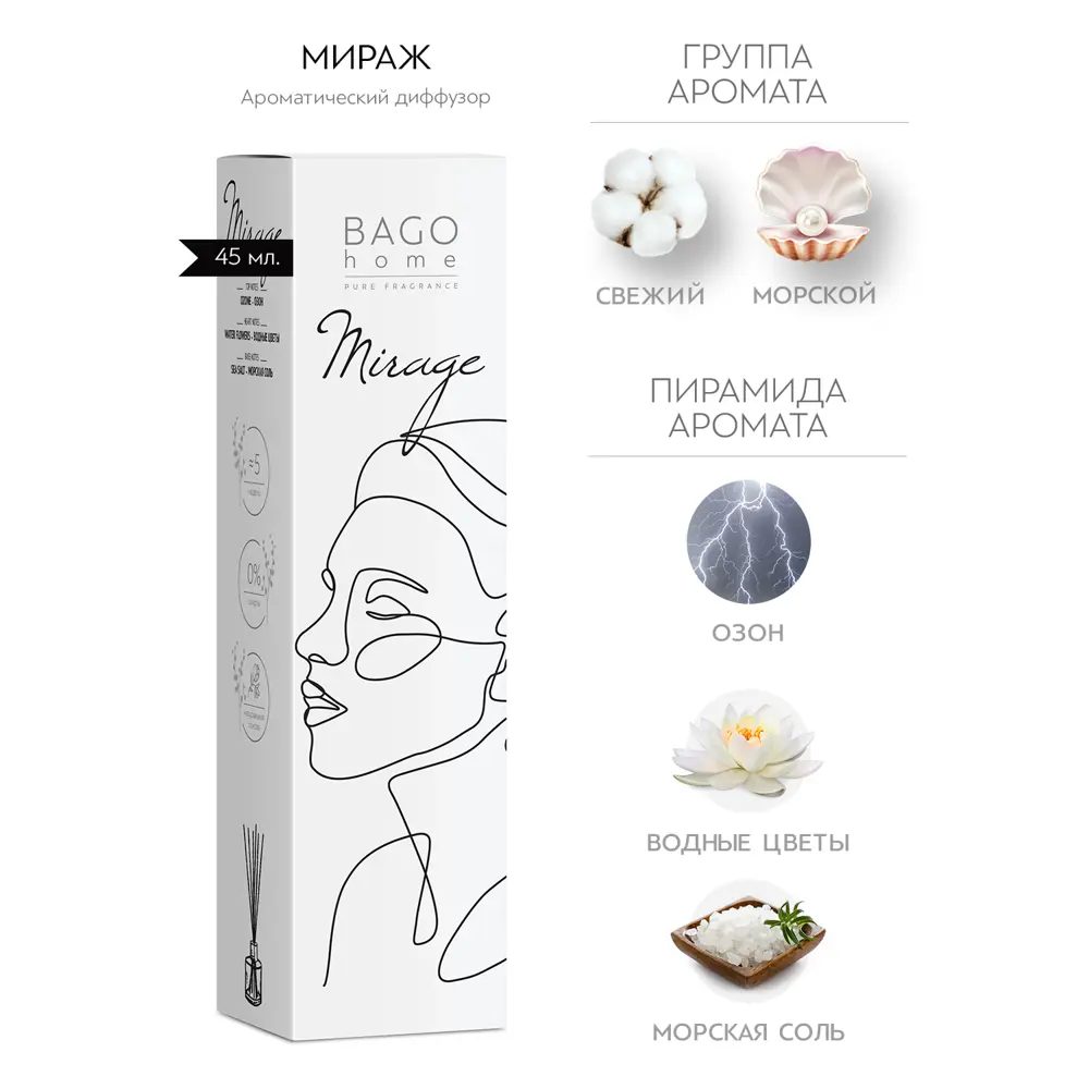 Ароматический диффузор Bago Home Мираж BAB0145 45 мл 87474420 STLM-2001290  - Вид №1