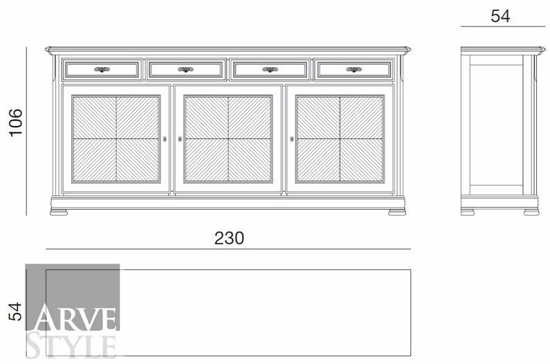 Arvestyle Буфет из массива дерева с ящиками Capri sun-id-1427328 - Вид №2
