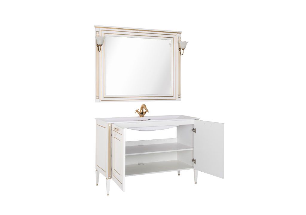 Мебель для ванной Aquanet Паола 120 белый/золото (литьевой мрамор) 00187865 - Вид №1