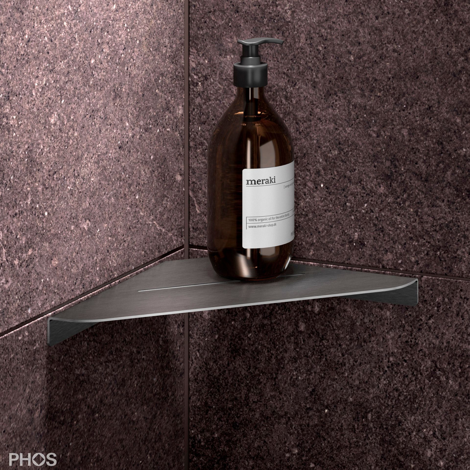 DAE230 Привинчиваемая угловая душевая полка, 23 x 23 см, шлифованная вручную PHOS  - Вид №2