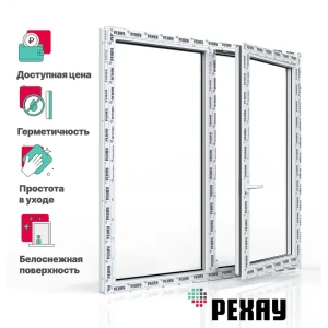 91814501 Пластиковое окно ПВХ Рехау Blitz 1000x1000мм (ВхШ) двухстворчатое глухое левое/поворотно-откидное правое однокамерный ст STLM-1394639