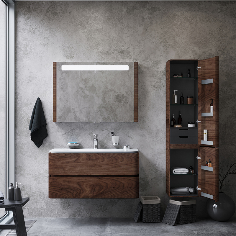 M30CHR0406NF Шкаф-колонна подвесной правый 40 см двери орех текстурированная шт AM.PM Sensation - Вид №3