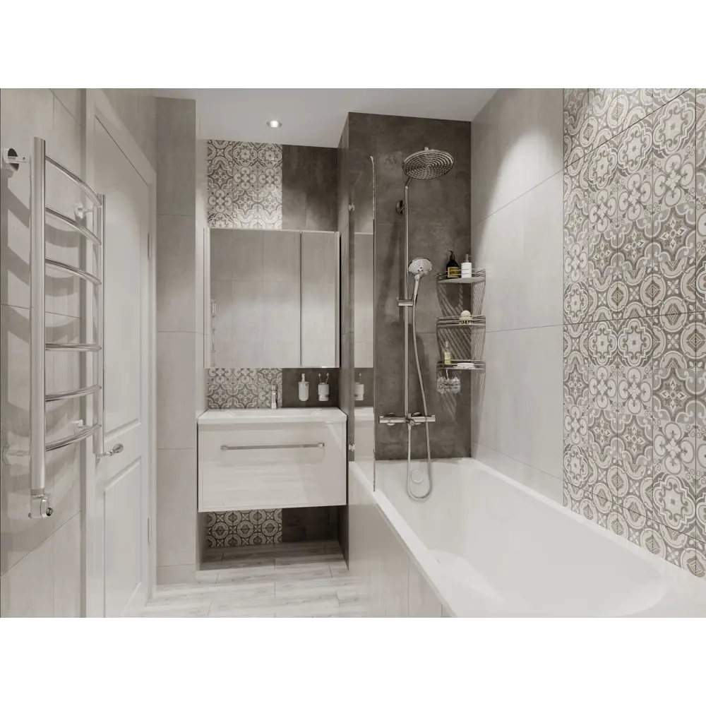 Керамогранит Belani Патч 59.7x14.8 см 1.325 м² матовый цвет серый STLM-2197297 - Вид №5