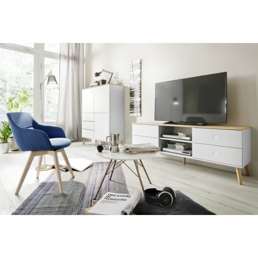 Шкаф Tenzo Dot, 137х109х43 см, дуб, белый 1666454 - Вид №1