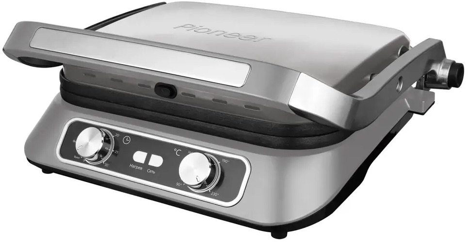 90413860 Электрогриль Pioneer GR1010E silver silk 2100 Вт STLM-0862909