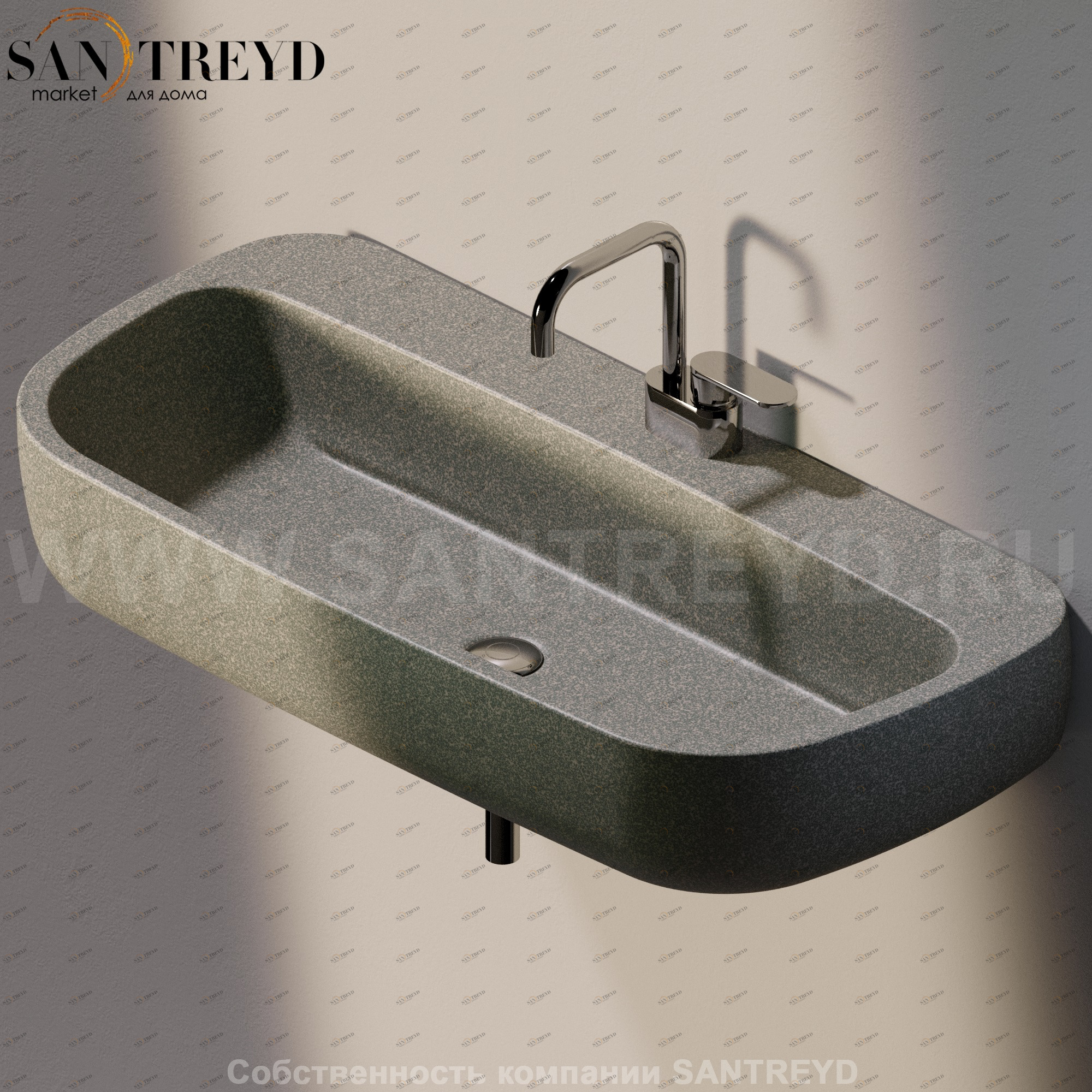 MN100L7037 Подвесная раковина настенная прямоугольная Ceramica Flaminia Mono серая