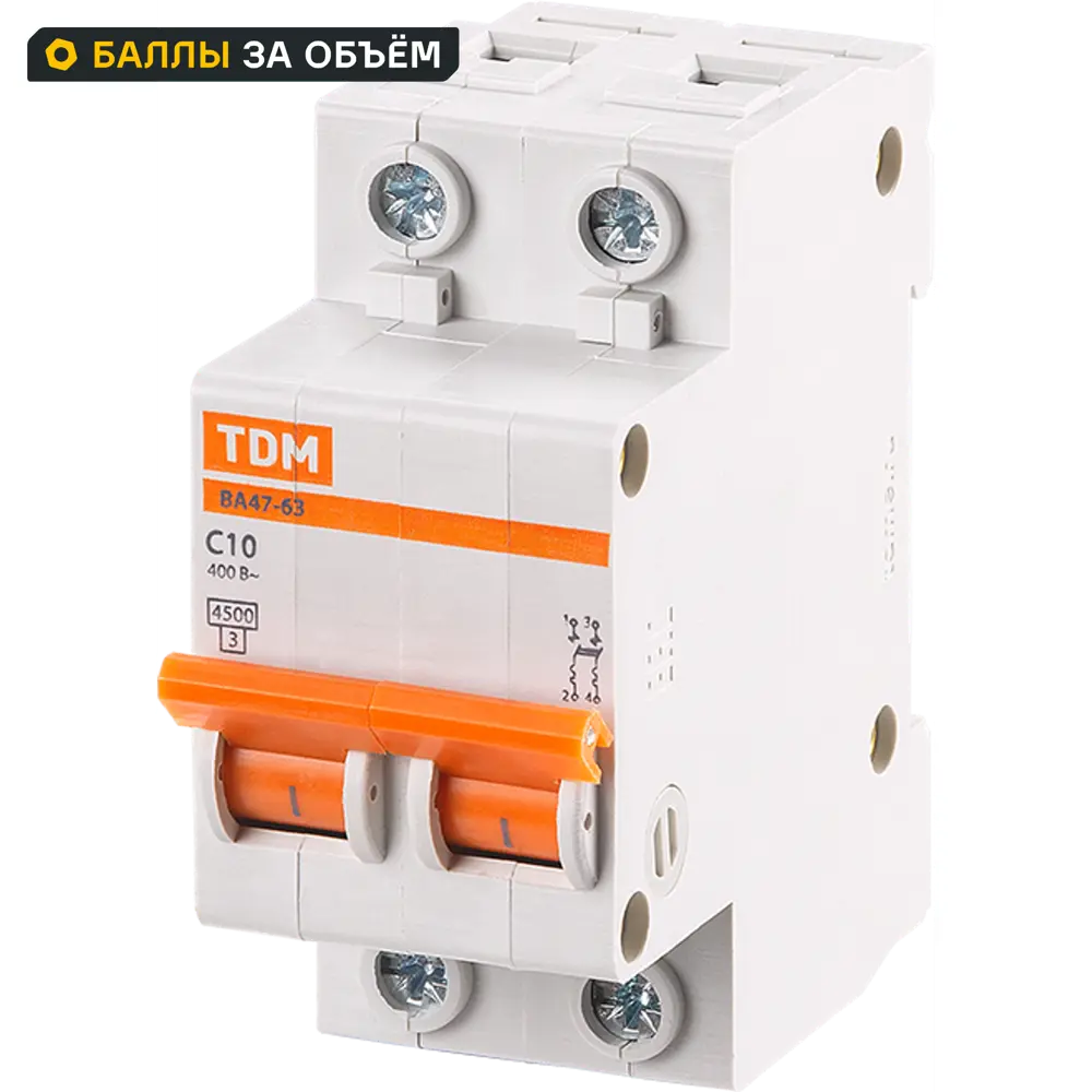Автоматический выключатель TDM Electric ВА47-63 2P C20 А 4.5 кА SQ0218-0027 84399476 STLM-2141580 