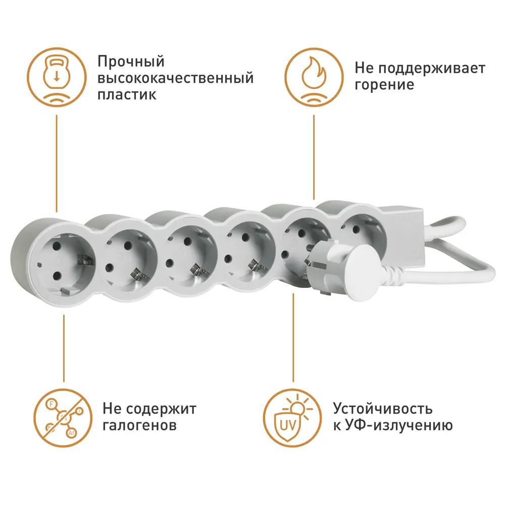 Удлинитель бытовой Legrand Стандарт 6 розеток с заземлением 3x1.5 мм 1.5 м 3680 Вт цвет бело-серый STLM-2195853 - Вид №5