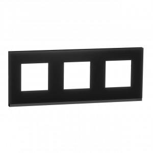 NU600686 Рамка 3 поста UNICA PURE, горизонтальная, черное стекло, антрацит Schneider Electric Unica New