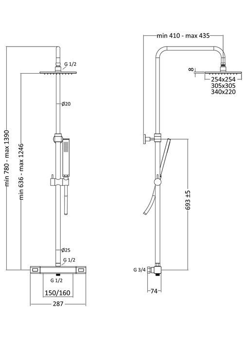 1381705 Душевая Головка Mix Square 150Cc M 254X254Mm Hafa  Хромированный  - Вид №1