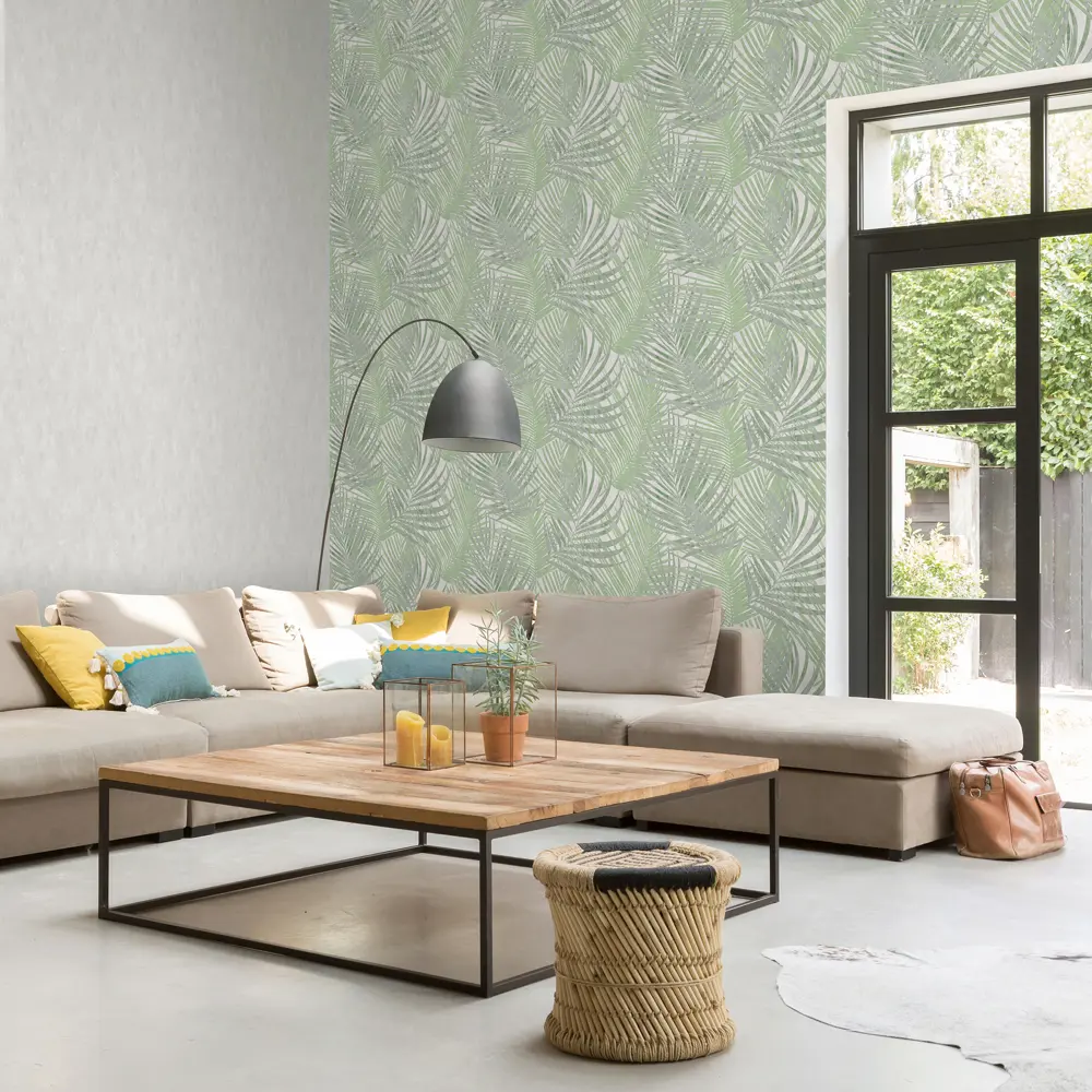 Обои флизелиновые Wall Up Mousson зелено-серые 1.06 м 650860 STLM-2104884 - Вид №4