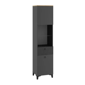 91826381 Шкаф-витрина Альбина Мс Ника со стеклом 40x210x41 см ЛДСП цвет графит STLM-1504020