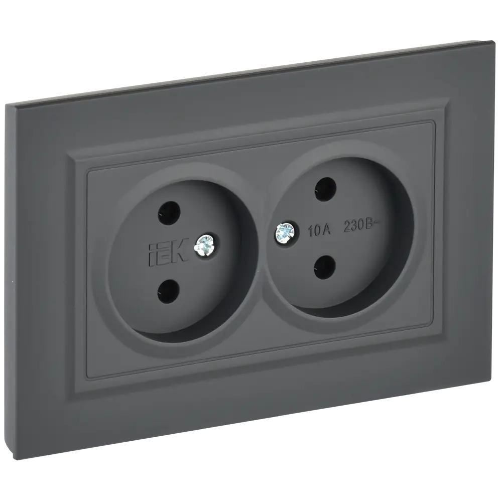 Розетка встраиваемая двойная Iek Brite без заземления цвет графитовый STLM-2020412
